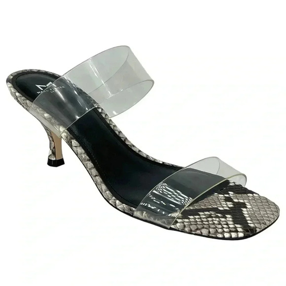 NWOB Marc Fisher Womens Heeled Sandals 8.5M Guadia2 Snake Print Clear Strap - Picture 14 of 14